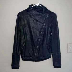 Faux leather black jacket - bomber style - apricot lane